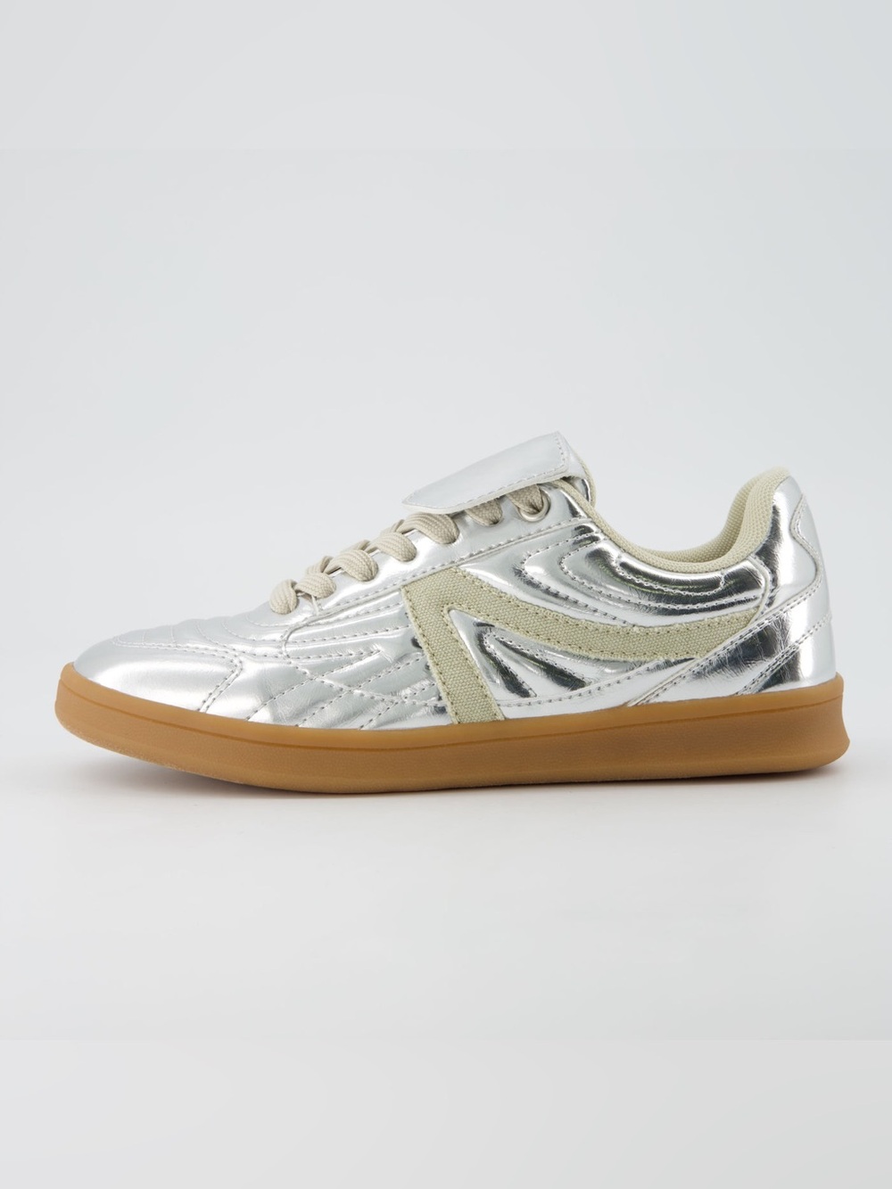 Astro Silver Metallic Low-Top Sneaker with Gum Sole